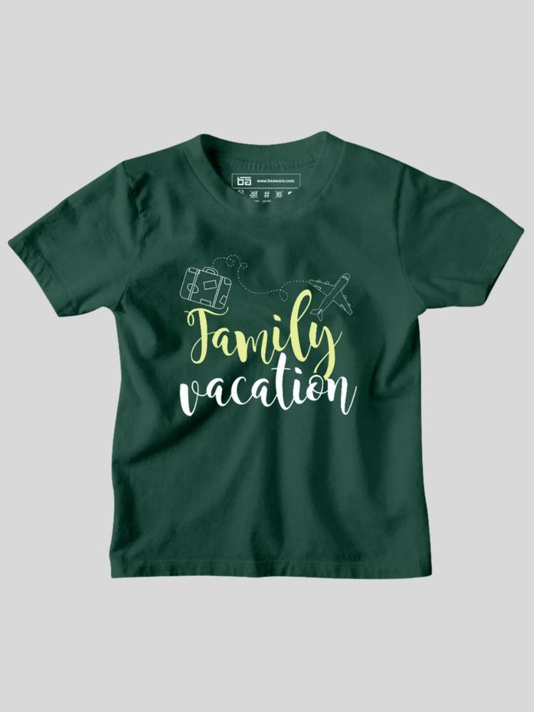 Family Vacation Half Sleeves Kids T-shirt Green