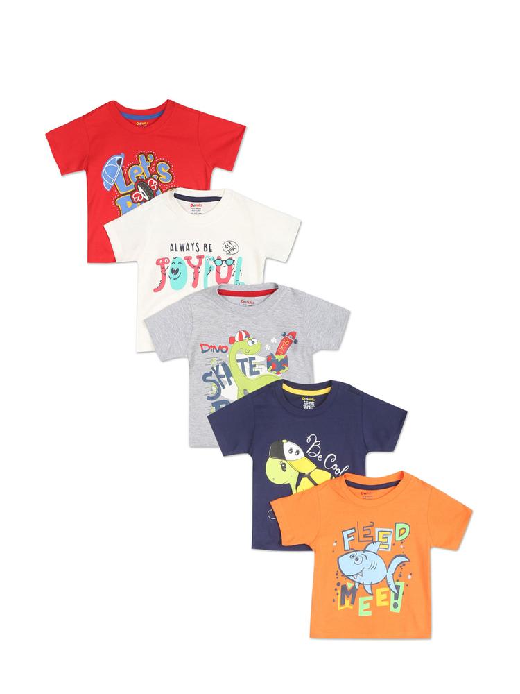Boys Assorted Crew Neck Printed T-Shirts (Pack of 5)