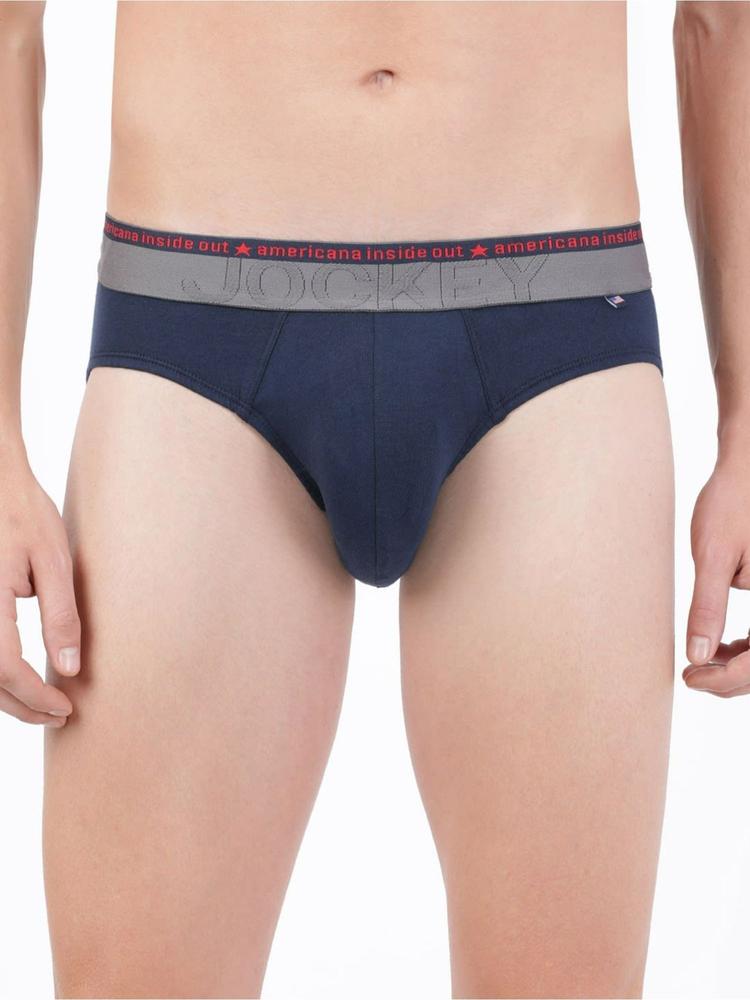 US59 Mens Super Cotton Solid Brief with Ultrasoft Waistband-Blue