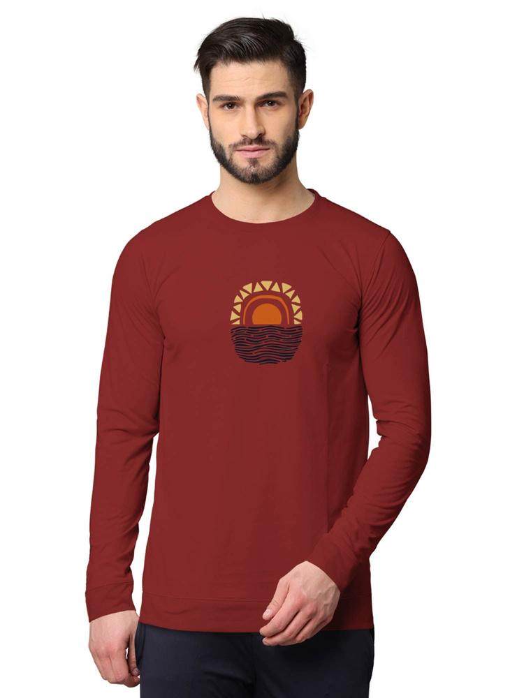 Trendy Front & Back Printed Full Sleeve Sweatshirts For Men Red