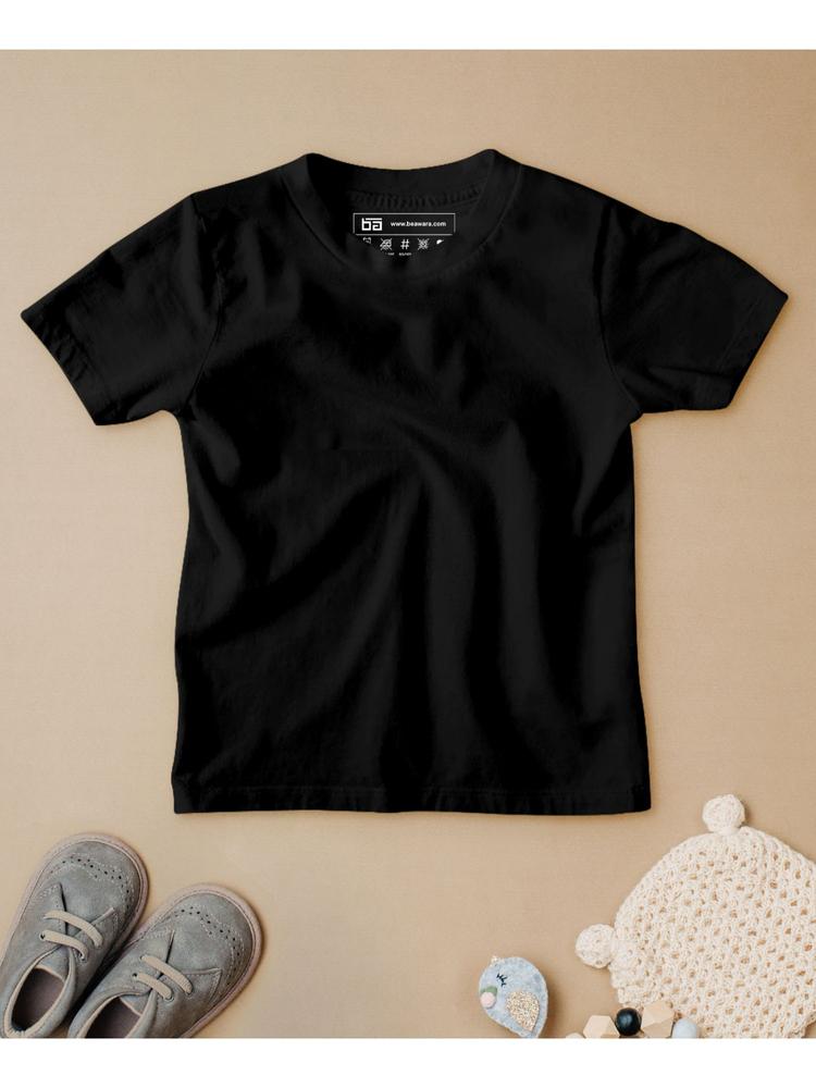 Plain Black Half Sleeves Kids T-shirt Black