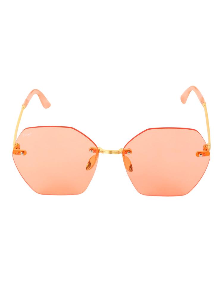 Golden Frame Pink Lense Fashion Sunglasses (8817_Gld_Pink)