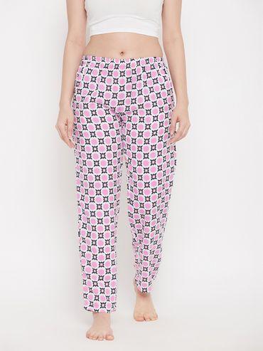 Rayon Printed Pyjama With Pocket-Multi-Color