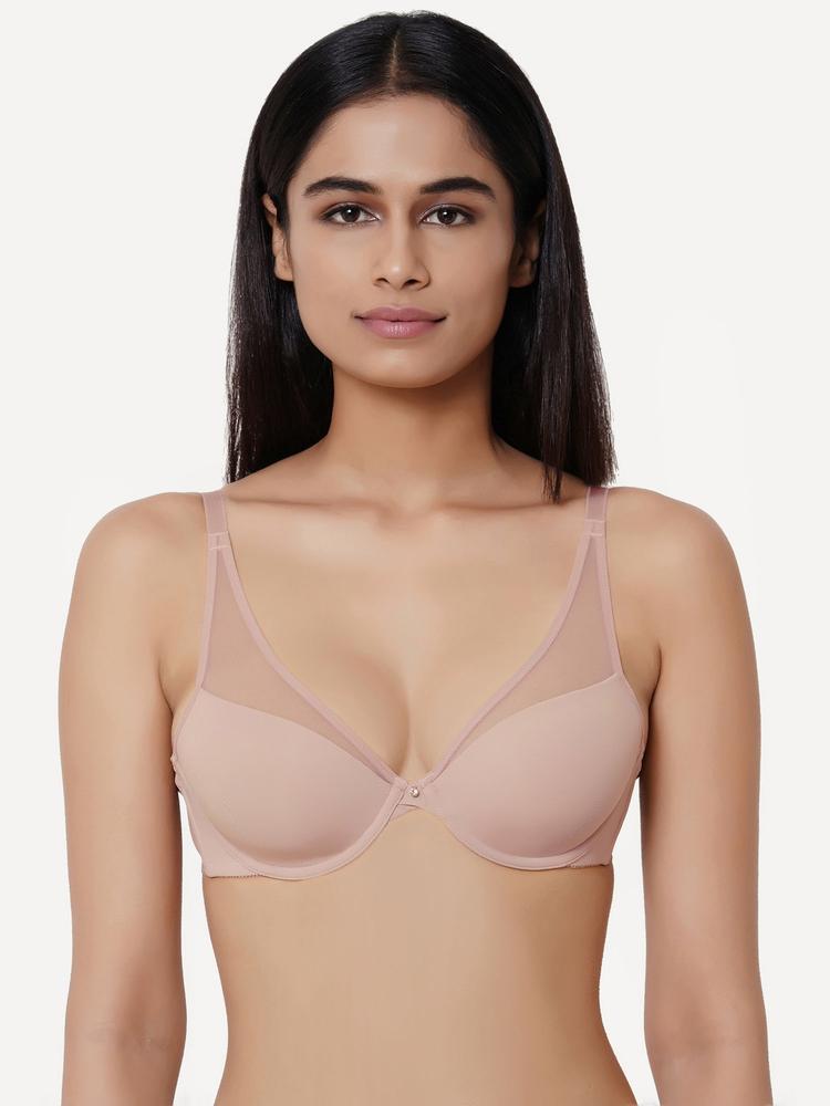 Plunge Padded Wired 3/4Th Cup Plunge Fashion Bra - Mauve