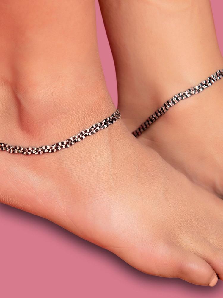 Black Tangled 925 Sterling Silver Anklets