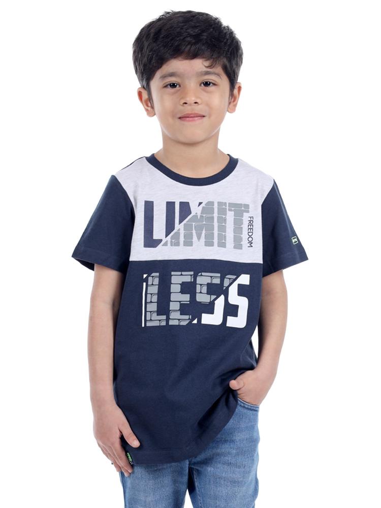 Boys Limit Less Typography Hd Printed Cotton T-shirt
