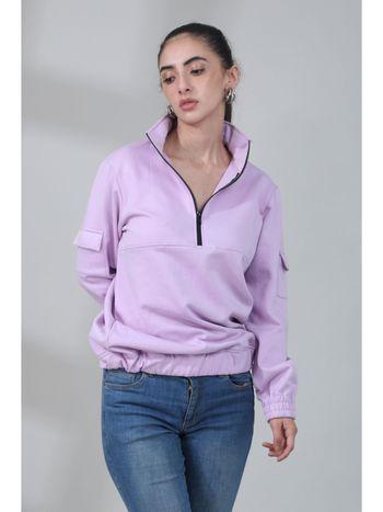 Cotton Fleece Regular Fit Lilac Sweatshirt