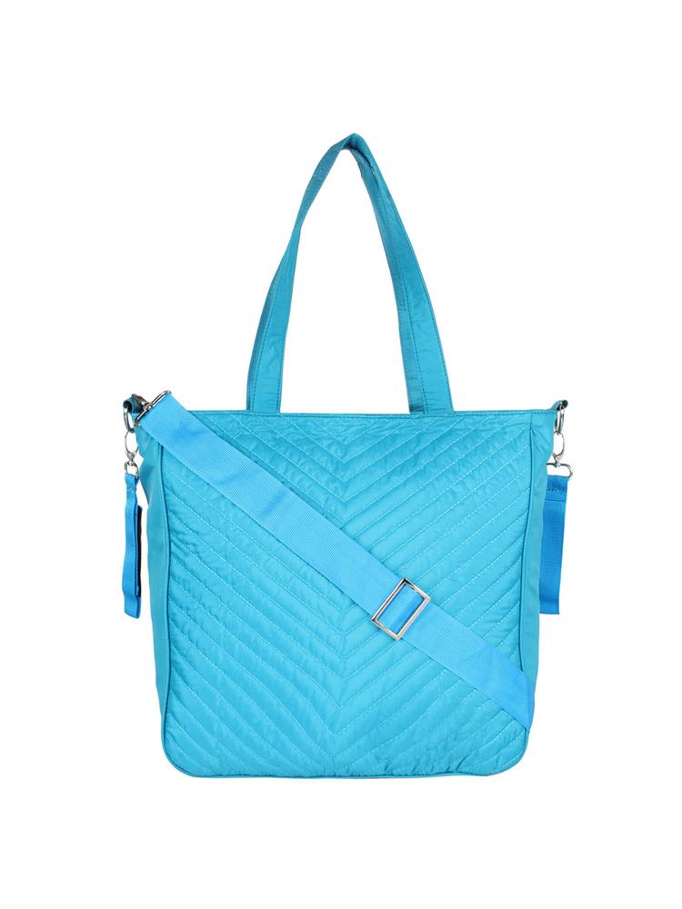 Eva Turquoise Solid Leatherette Handbag