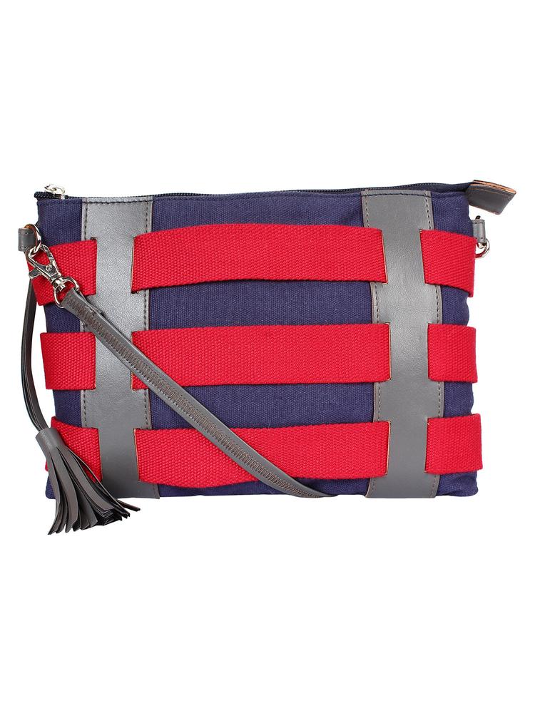 Twine Striped Canvas Sling Bag Navy Blue