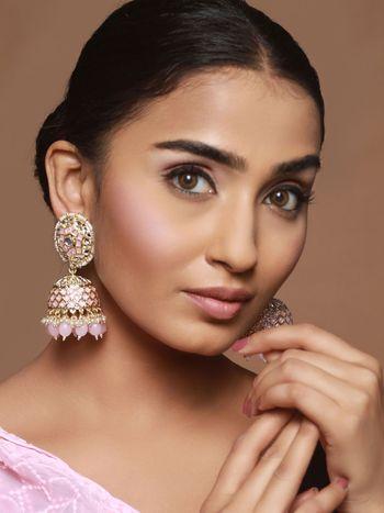 Pretty Pink Pearl Gold-Plated Jhumka Earrings