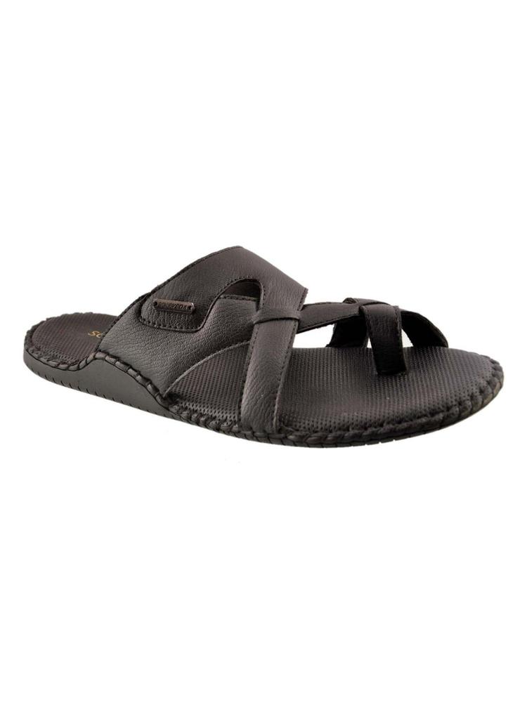 Strada Synthetic Leather Black Casual Chappal for Men