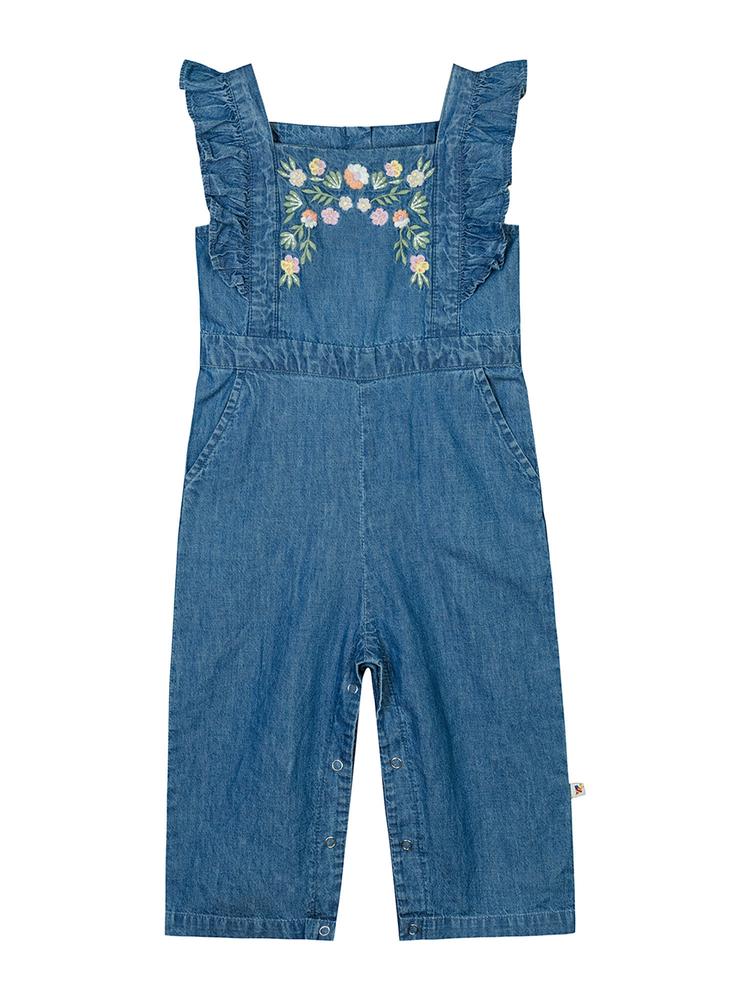 Baby Girls Denim Embroidered Jumpsuit
