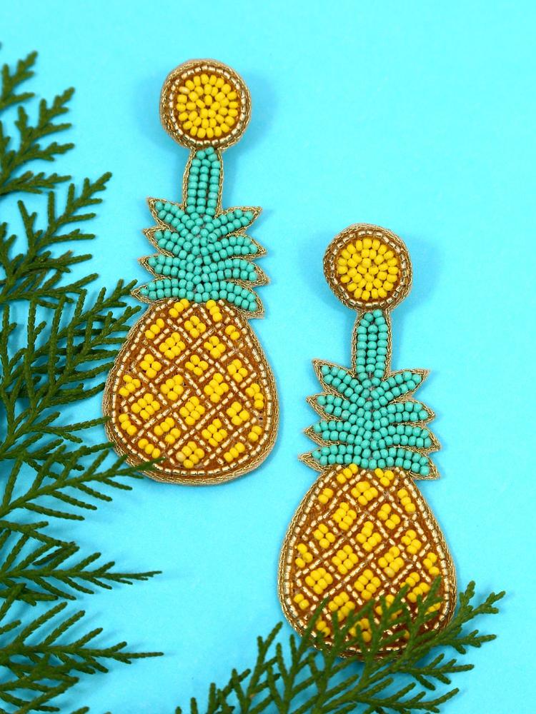 Green and Yellow Pineapple Dangler Earrings