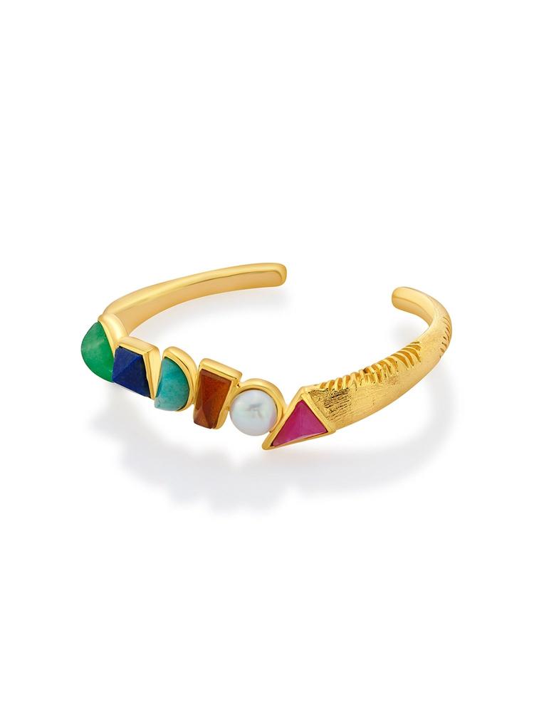 Cosmos Multi-stone Cuff In 18KT Gold Plating