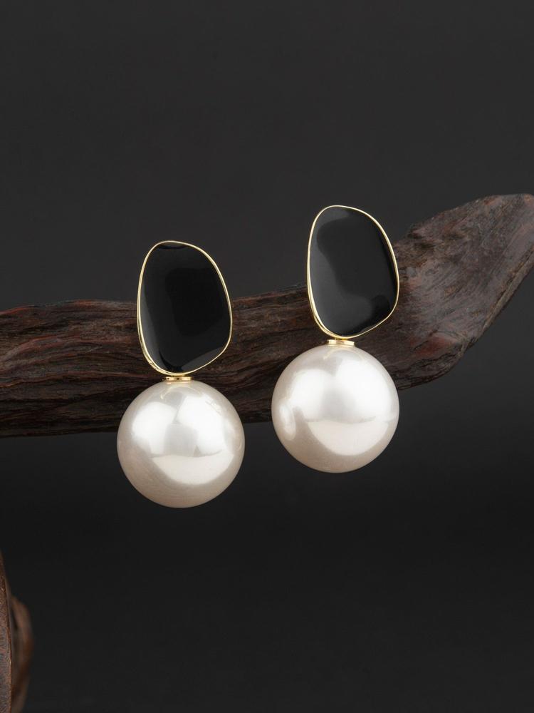 Gold Plated Pearl Crafted Contemporary Drop Earring