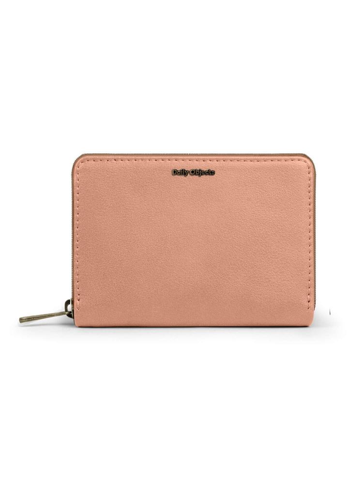 Peach Vegan Leather Zipper Wallet