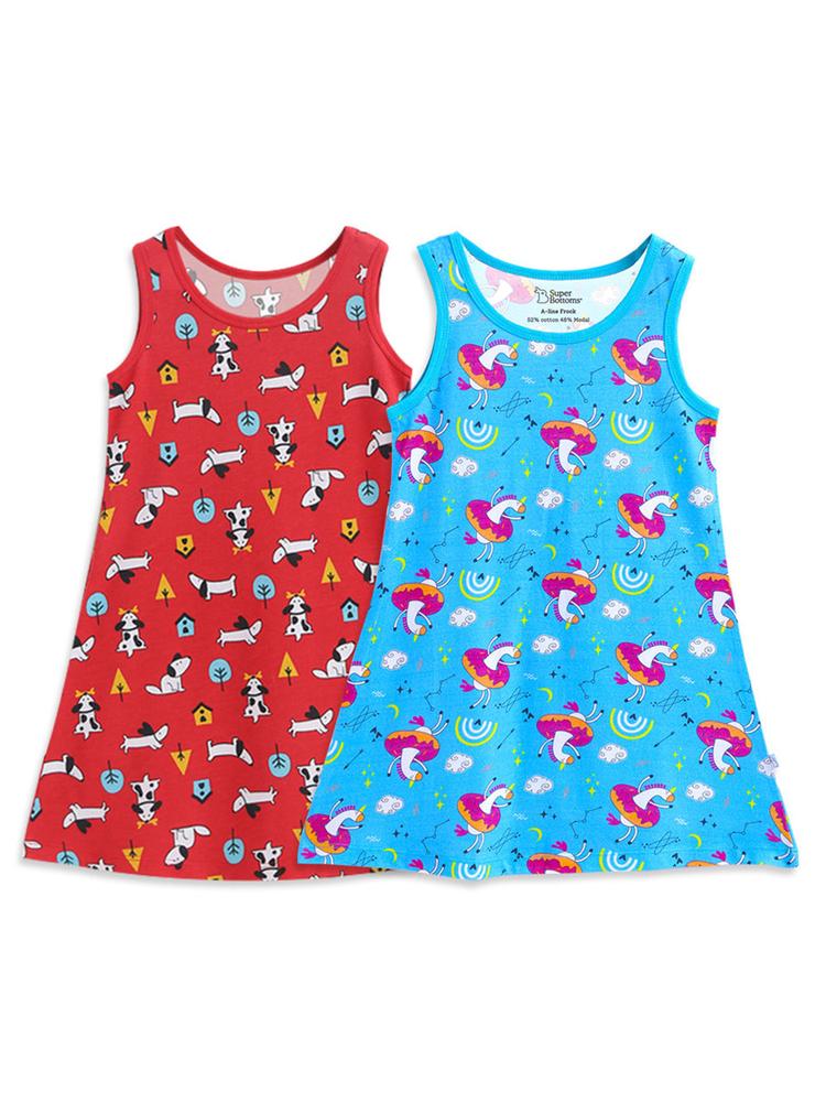 Multicolor A-line Dress (Pack of 2)
