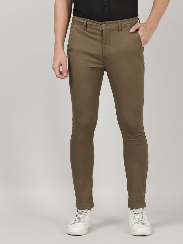 Mens Tapered & Slim Fit Stretch Chinos Pants Brown