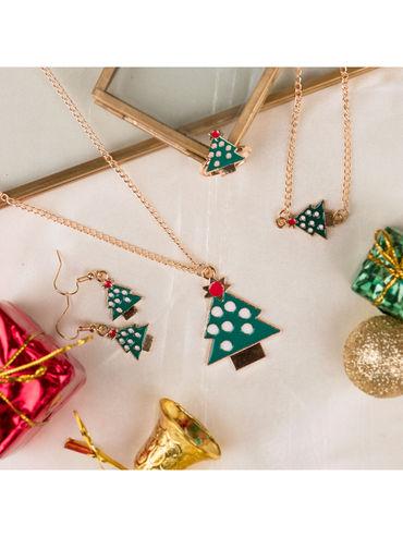 Christmas Tree Pendant Bracelet Earrings and Ring Set