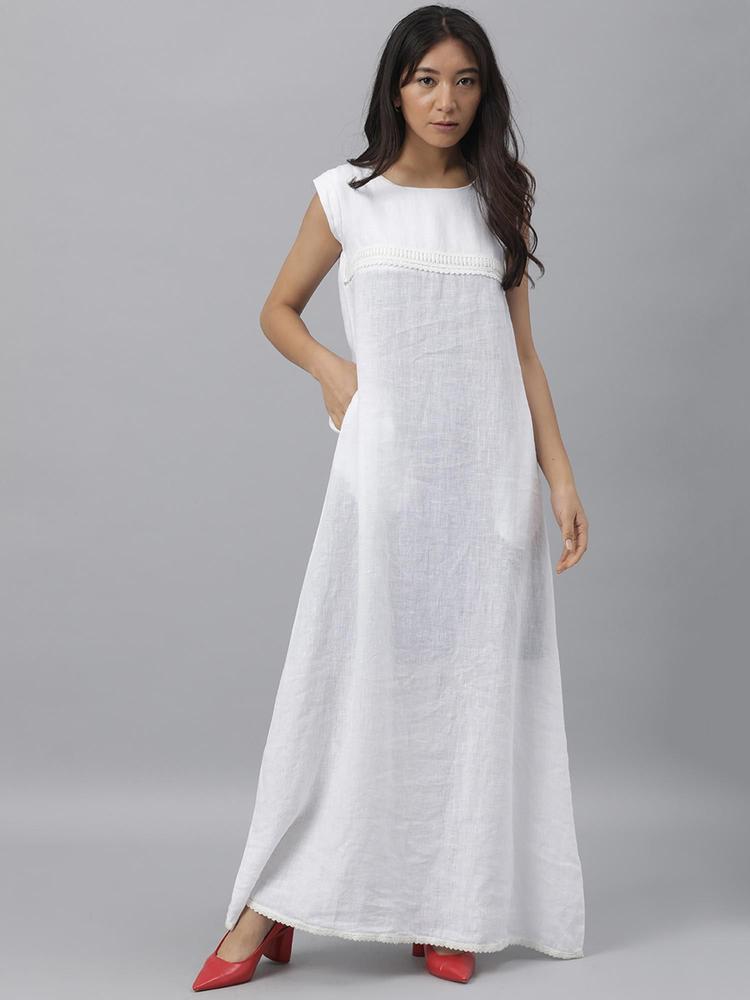 White Solid Plain Dress