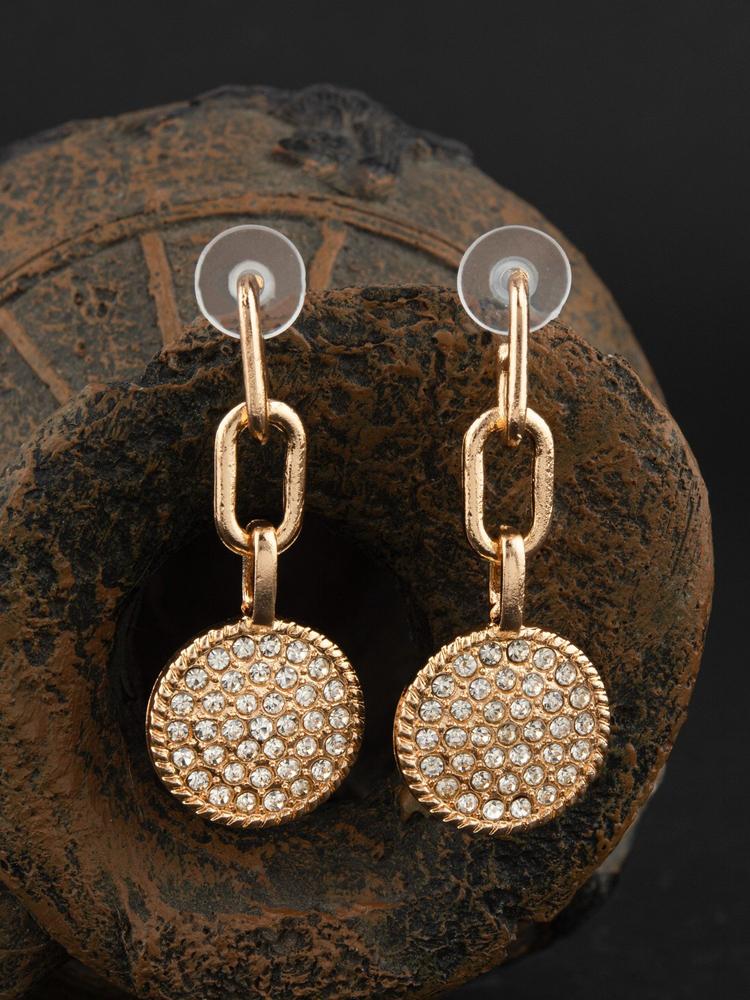 Gold Plated Stones Crafted Contemporary Drop Earring