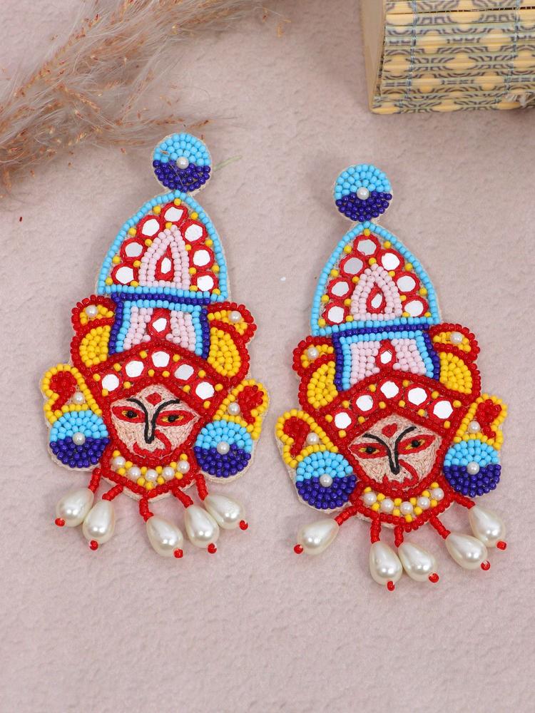 Handmade Beaded Goddess Devi Durga Earrings
