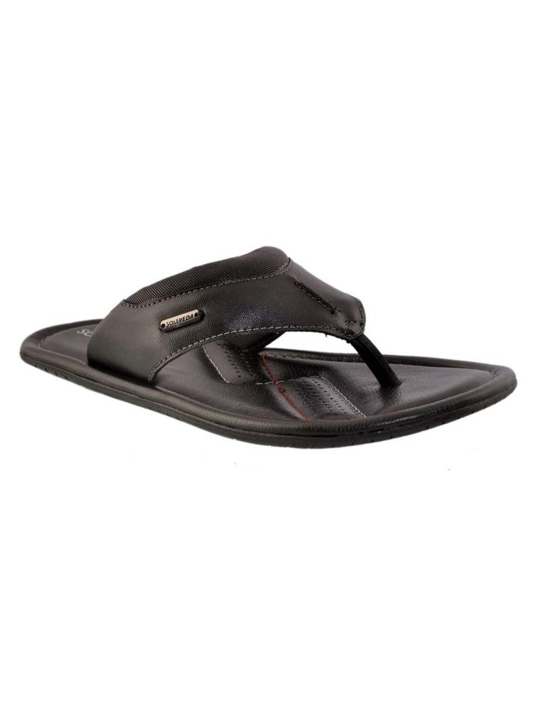 Enga Synthetic Leather Black Casual Chappal for Men