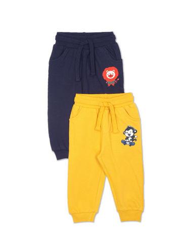 Baby Assorted Mid Rise Drawstring Waist Joggers (Pack of 2)