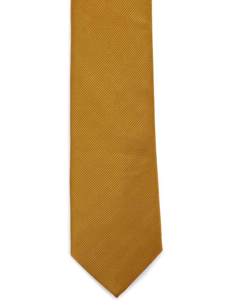 Mustard Premium Solid Self Striped Woven Broad Tie