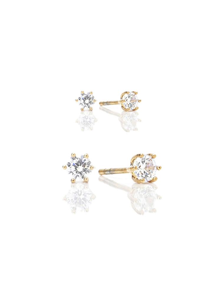 Round Brilliant Cut Solitaire Stud Earrings- Combo of 2