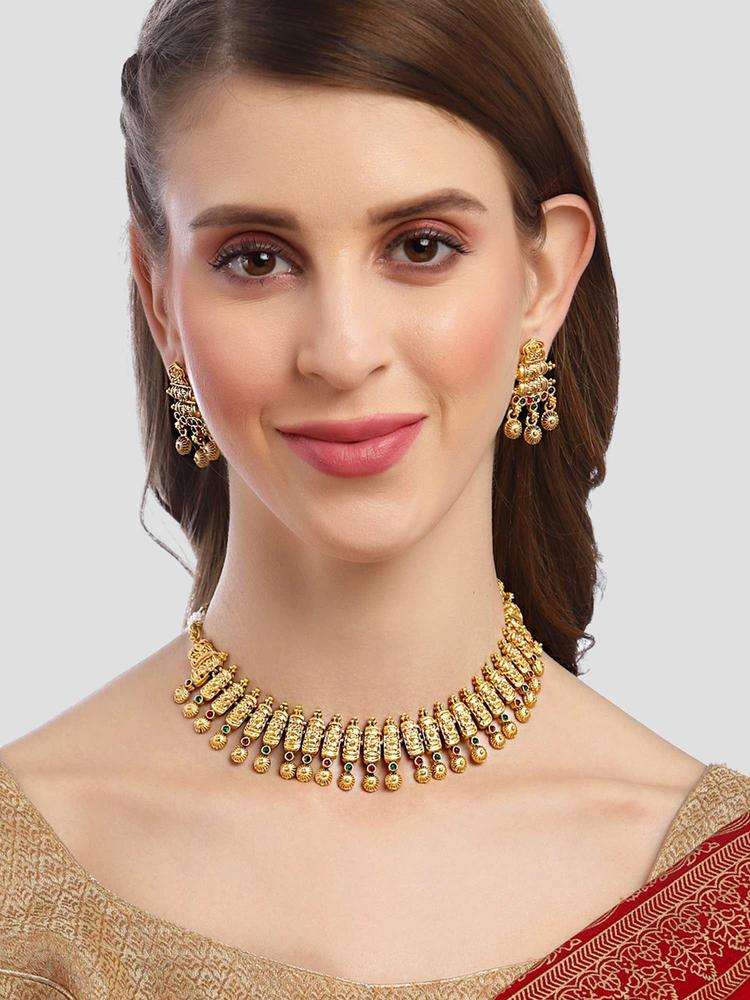Gold Plated Classic Temple Necklace (Set of 2)