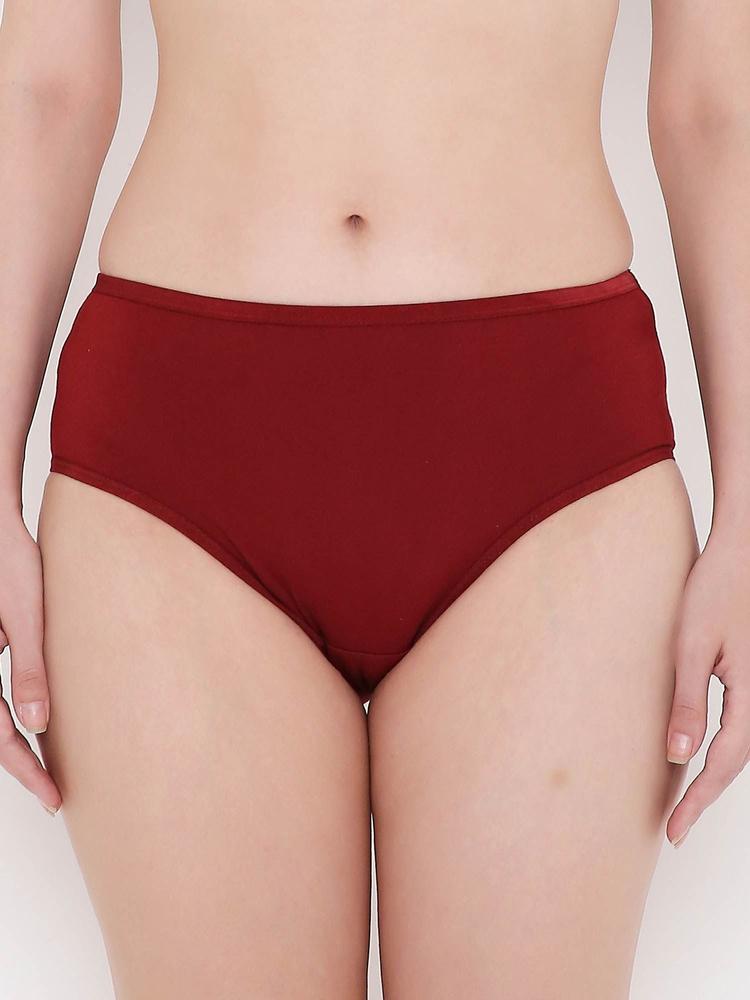 Solid Hipster Panty-Maroon