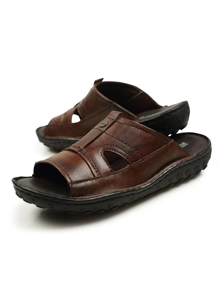 New Nolen Genuine Leather Brown Casual Open Sandal for Men