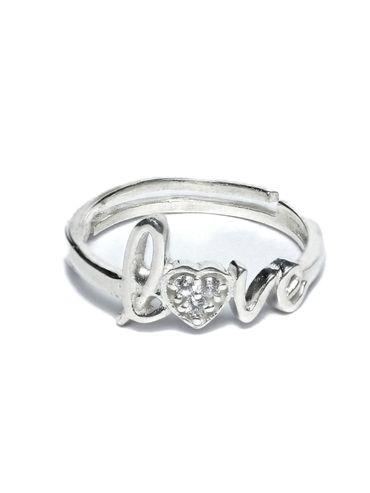 Sterling Silver Stone Studded Love Ring