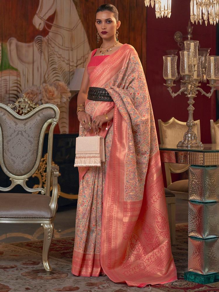 Women's Cotton Linen Multi Woven Design Designer Saree with Unstitched Blouse