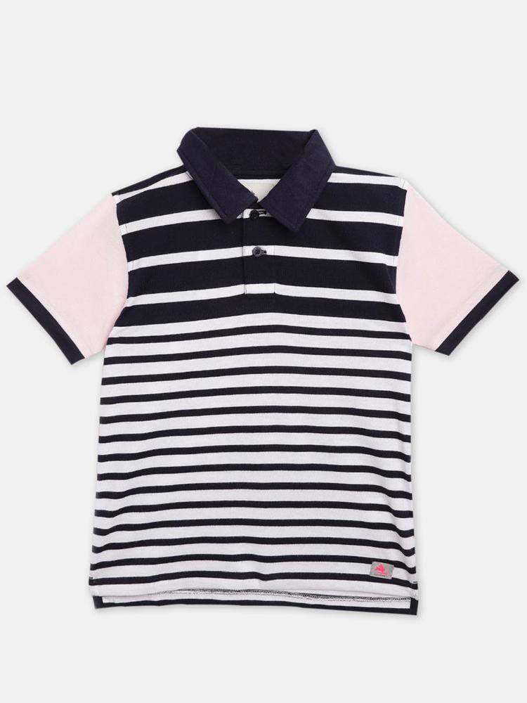 Blue Regular Striped Polo T-Shirt