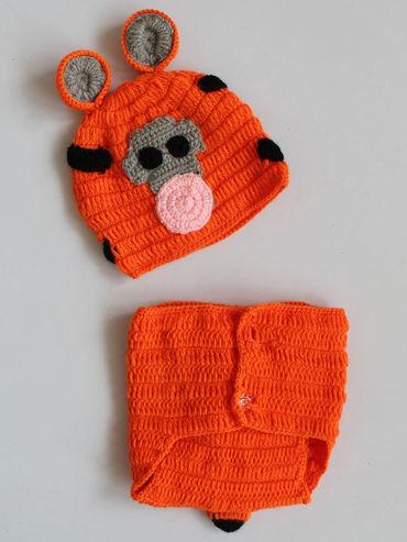 Pig Theme Cap With Bloomers - Orange