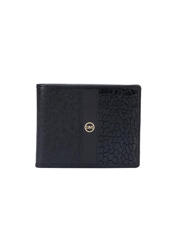 Black Textured Leather Mens Wallet