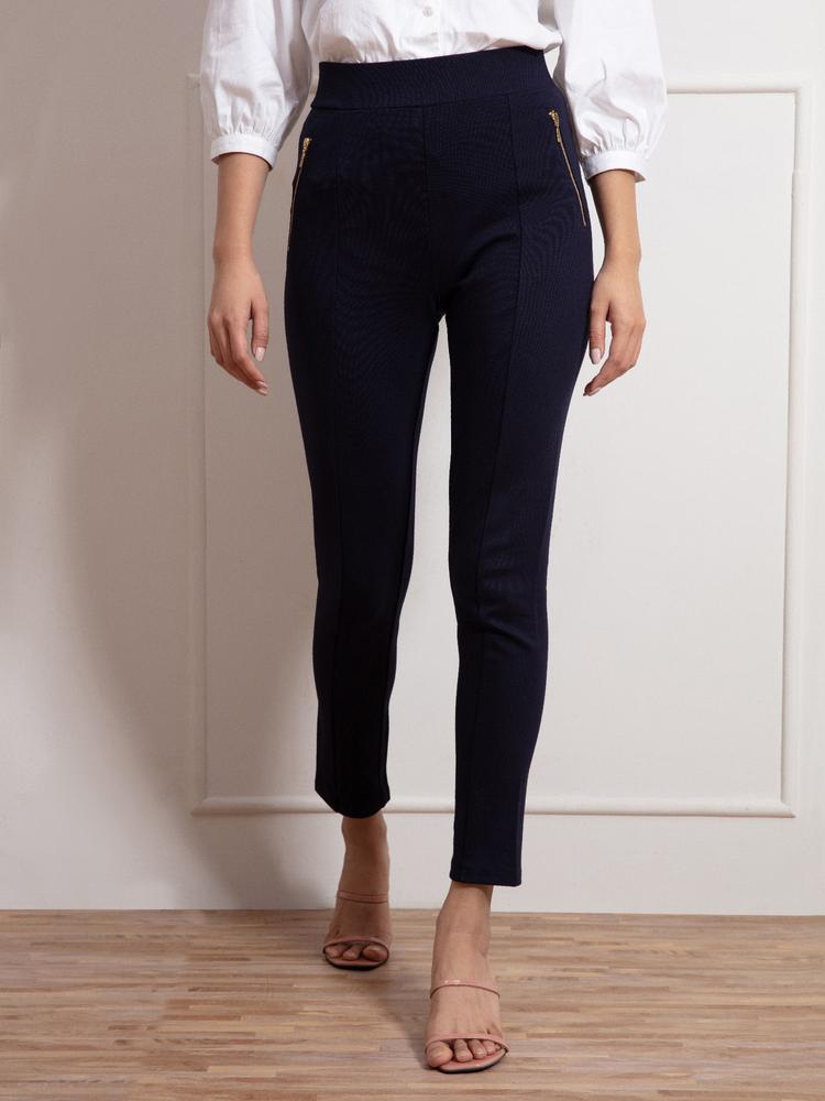 Navy Blue Check This Out Jeggings