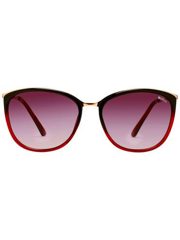 Saffron Style Polycarbonate UV Protected Cat Eye Shape Full Rim Red Sunglasses For Women