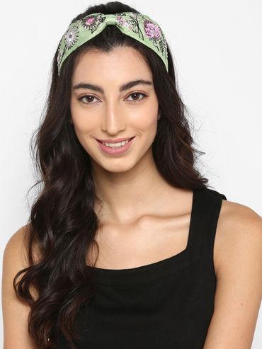 Green Floral And Leaf Embellished Headband