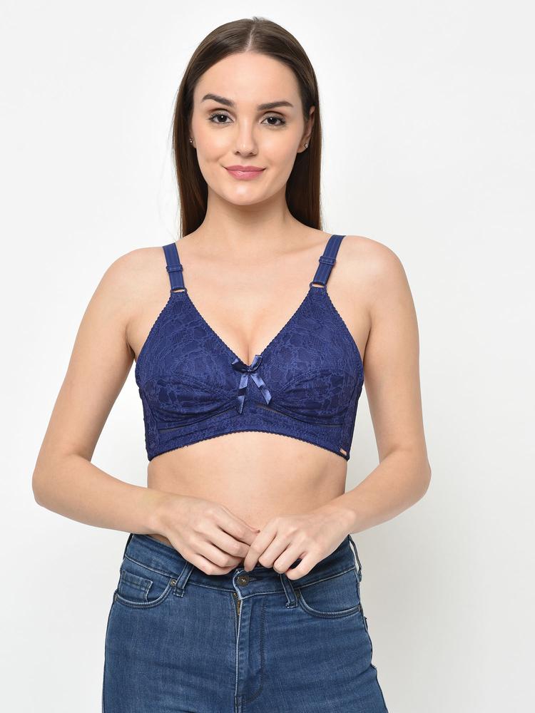 Non Padded Lacy Bra - Blue