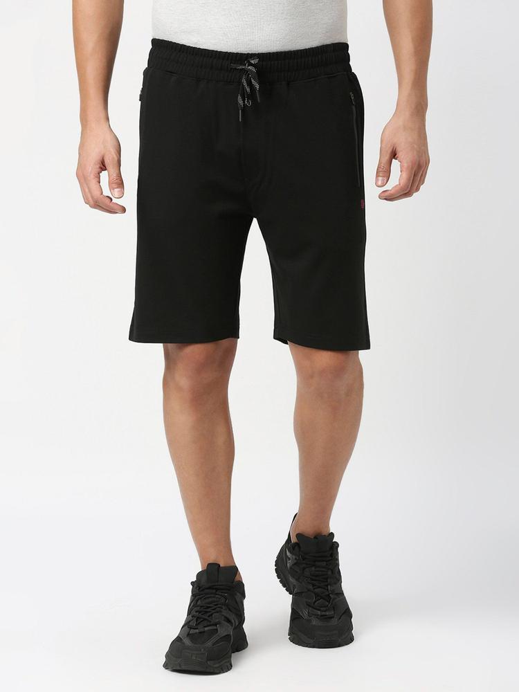 Black Tencel Lycra Shorts With Zipped Pocket