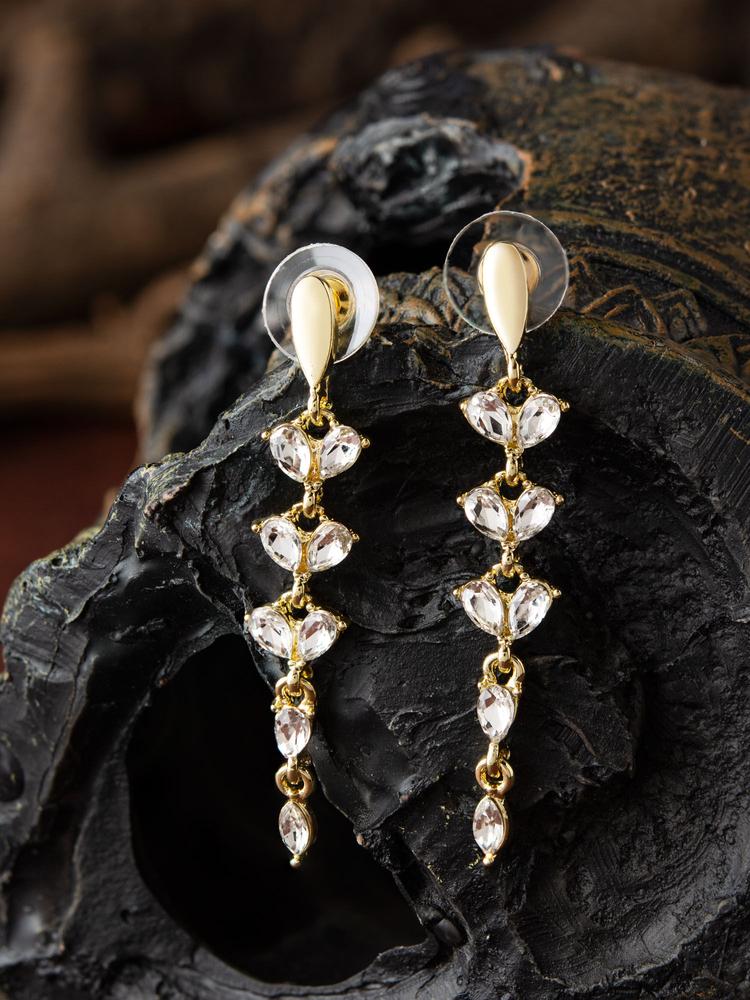 Quirky Golden With White Peral Embellished Stud Earring For Women