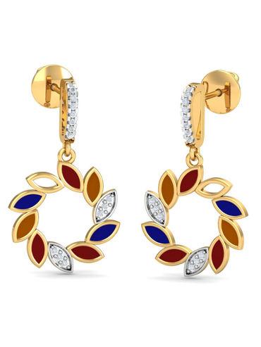 18K Rang-Chakra Drop Earrings for Women and Girls