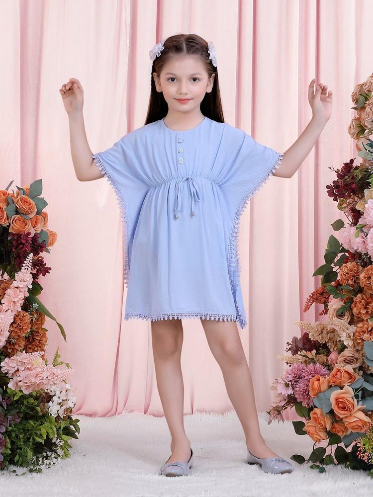Mini Cotton Dress for Girls - Blue