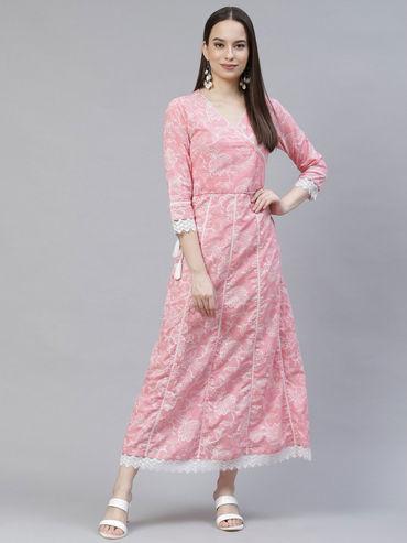 Pink & White Floral Maxi Dress