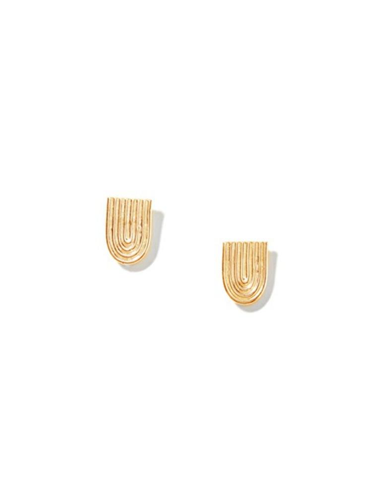 Solid Gold Ellipse Stud Earrings