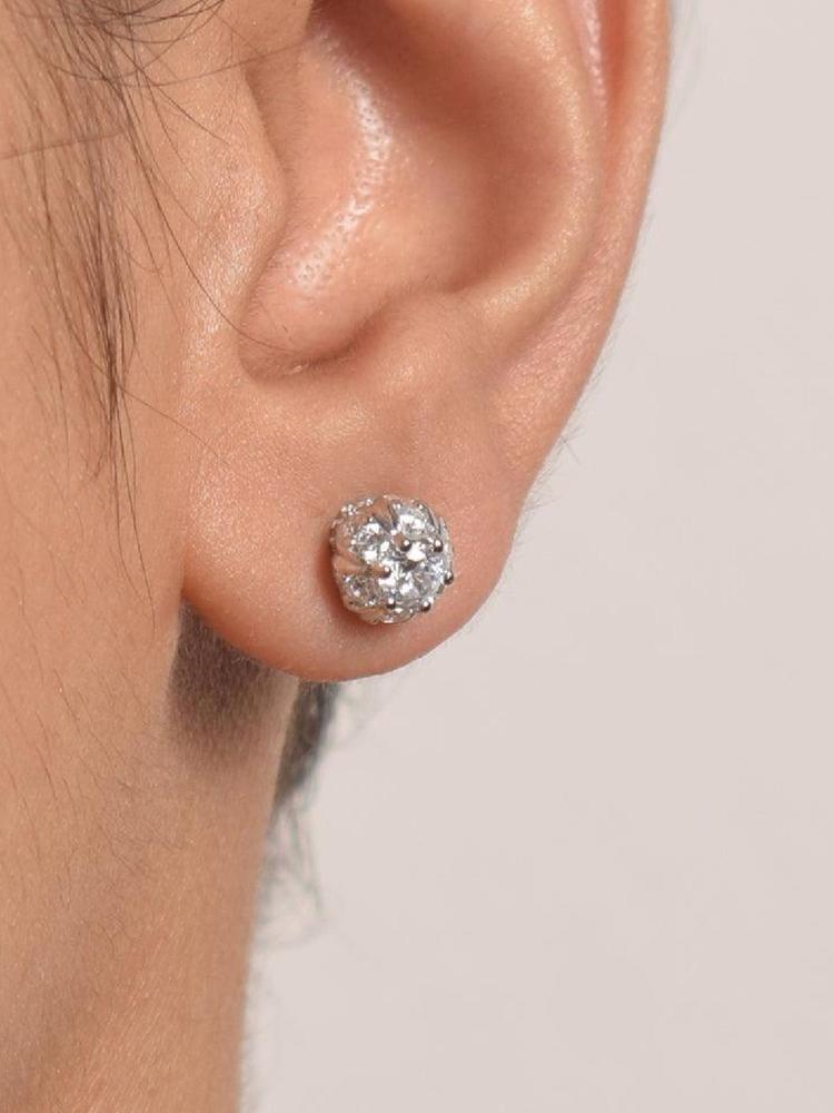 925 Sterling Silver Bezel Jewel Stud Earrings for Women
