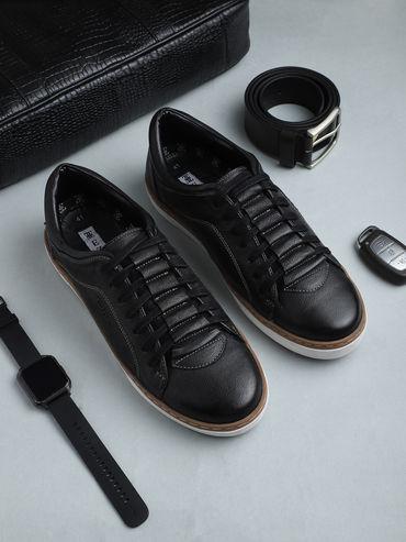 Black Casual Leather Sneakers